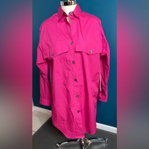 Ellen Tracy Hot Pink Button Down Long Sleeve Shirt